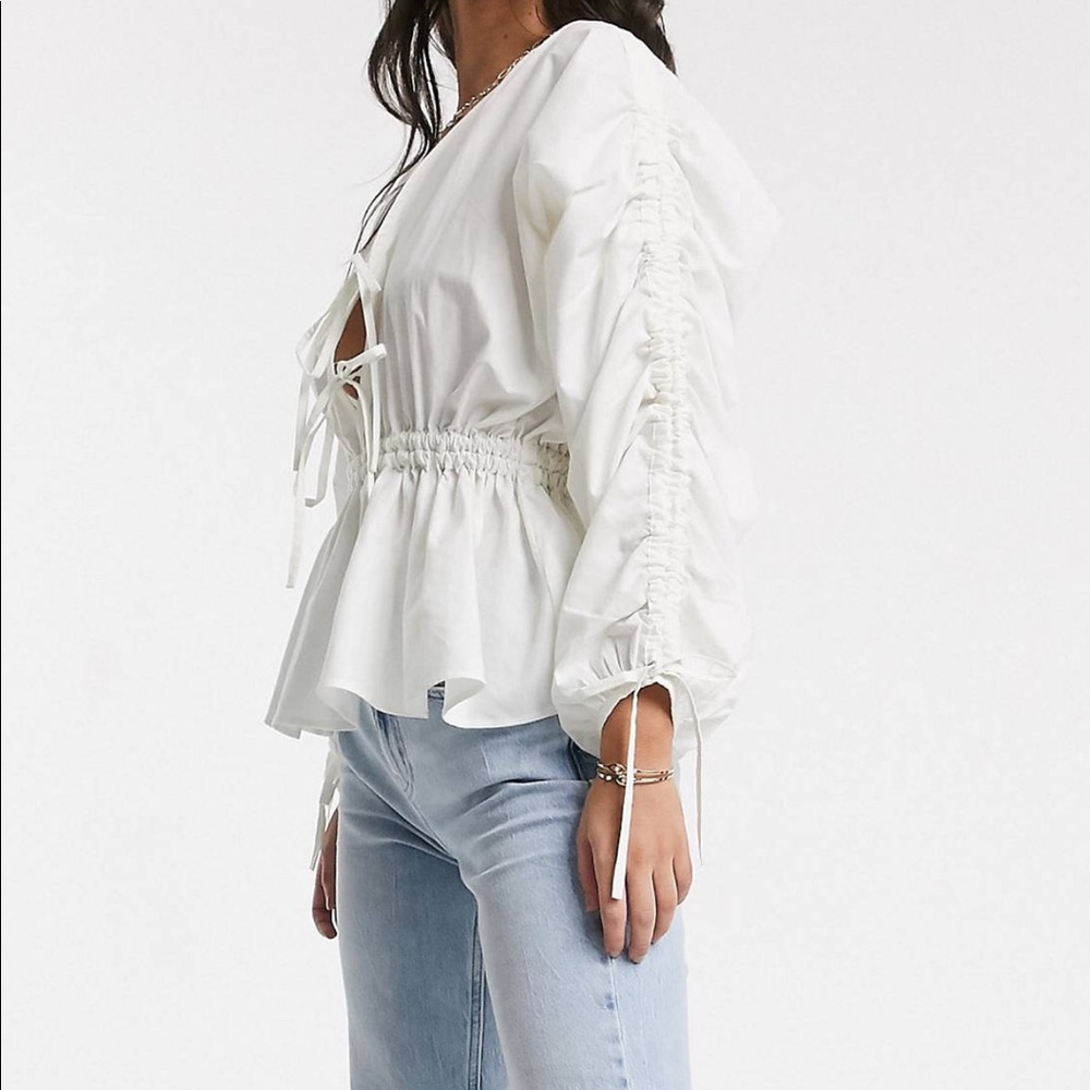 Asos Cotton Top with ruched sleeve - Picture 3 of 6
